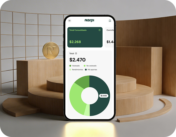 App Narpi mostrando portafolio de ahorro